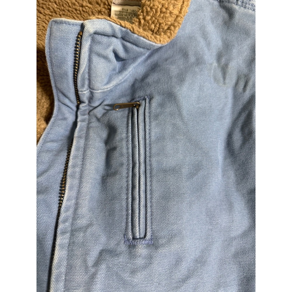 Vintage Carhartt WJ022 FHB Blue Womens Jacket Sherpa Lined Sandstone Duck Coat - Picture 14 of 16